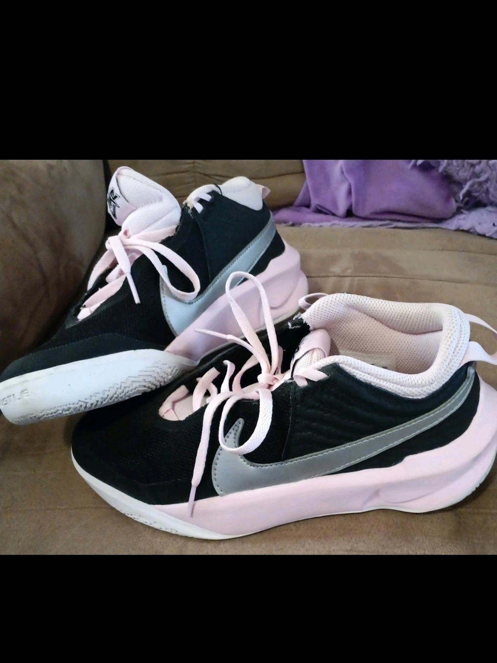 Nike Kids Black, Pink & Silver Athletic Sneakers